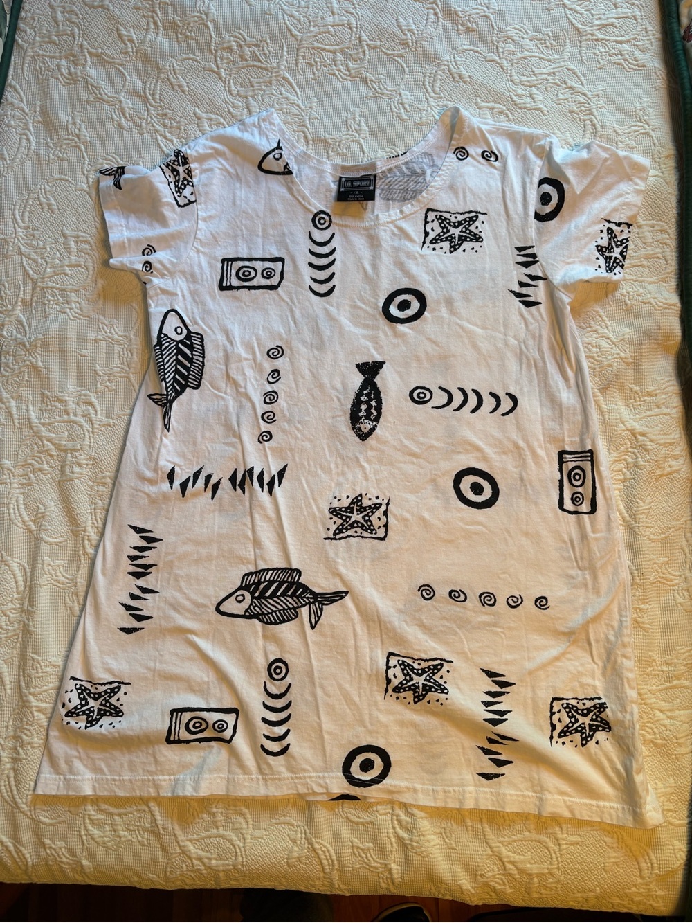 Women’s White Fish-Print Swim Coverup Tunic